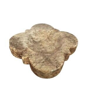 Rosenthal Netter Italian Marble Quatrefoil Ashtray Catchall Tan Brown